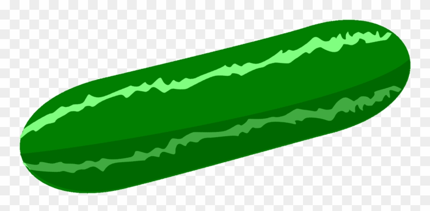 A green cucumber with light green stripes, depicted in a cartoon style.