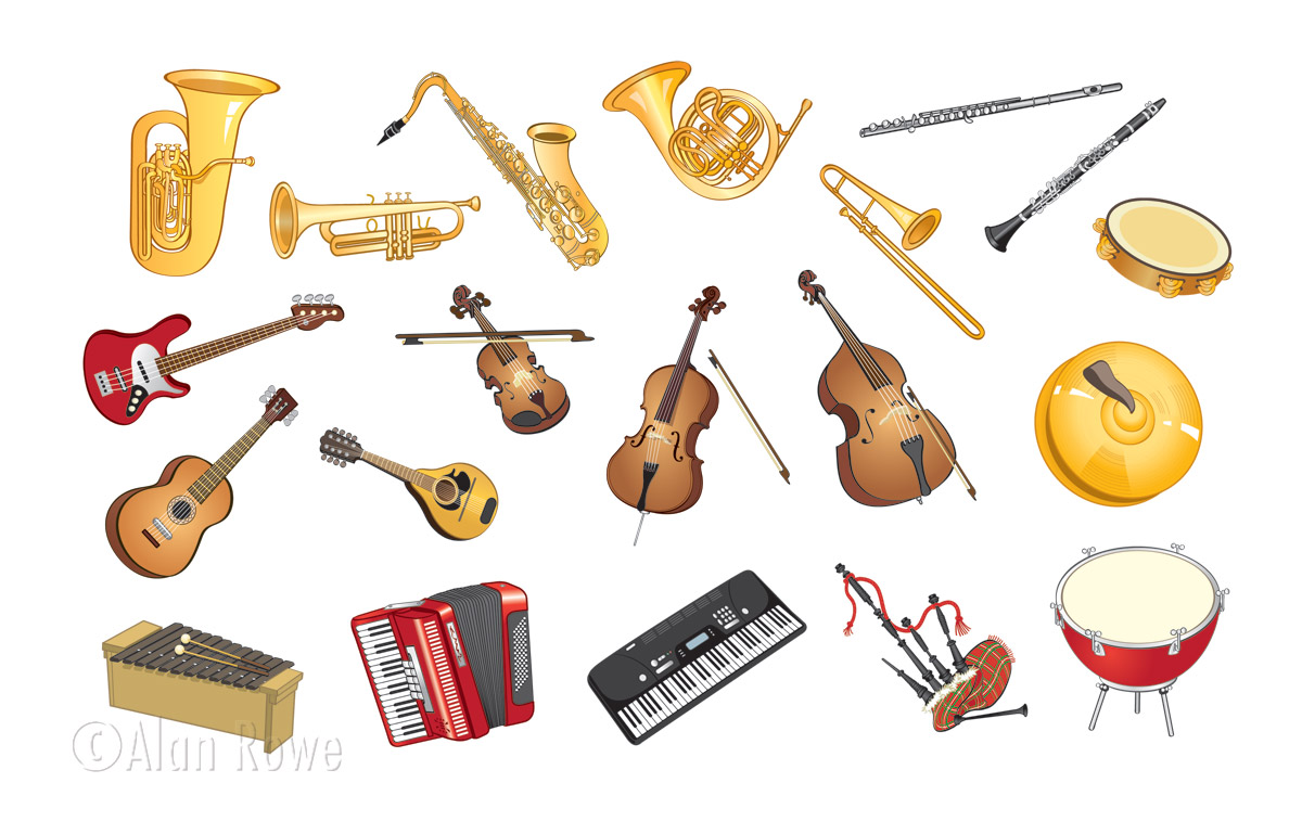 cartoon musical instruments