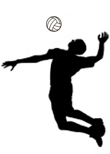 Silhouette of a volleyball player jumping to hit the ball