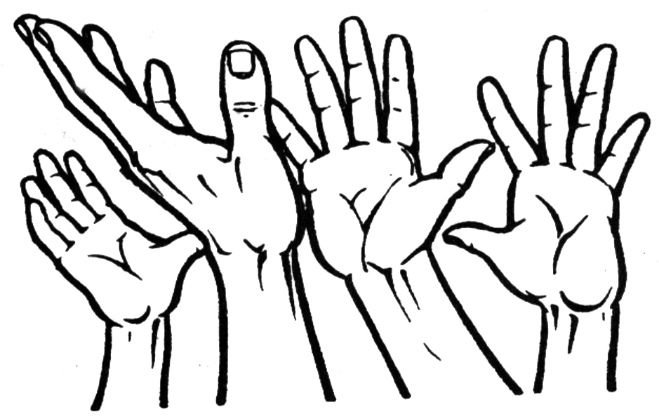 reaching hands clip art