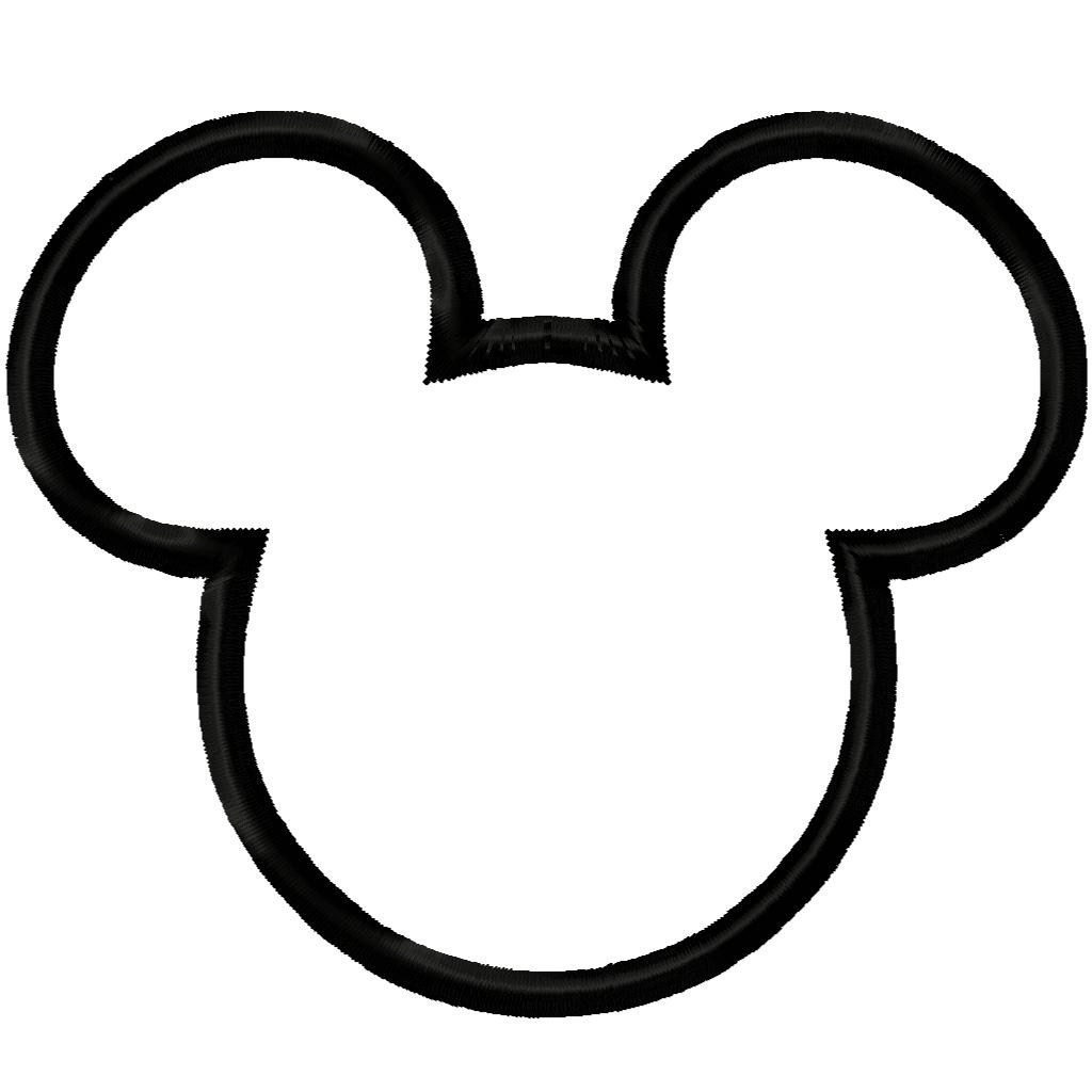 Black outline of Mickey Mouse ears logo on white background