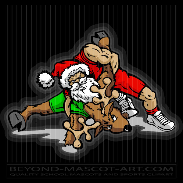 santa wrestling cliparts