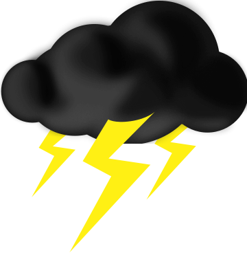 Black storm cloud with yellow lightning bolts