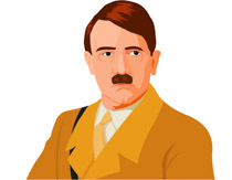 Illustration of Adolf Hitler in a yellow jacket and white shirt