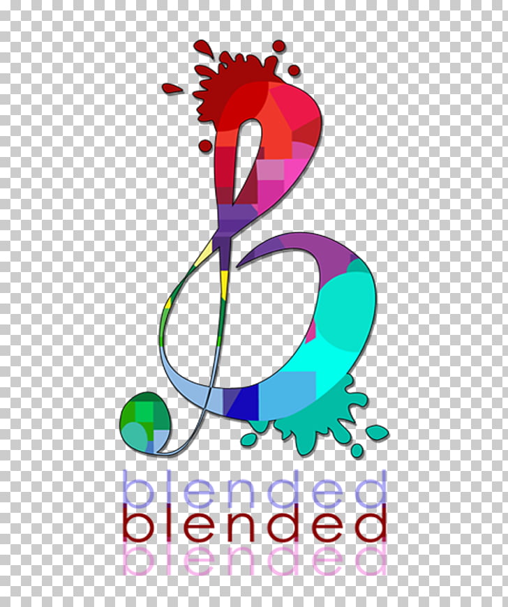 A colorful, geometrically designed treble clef with splashes of red, purple, blue, and green, accompanied by the word "blended" in layered text below.