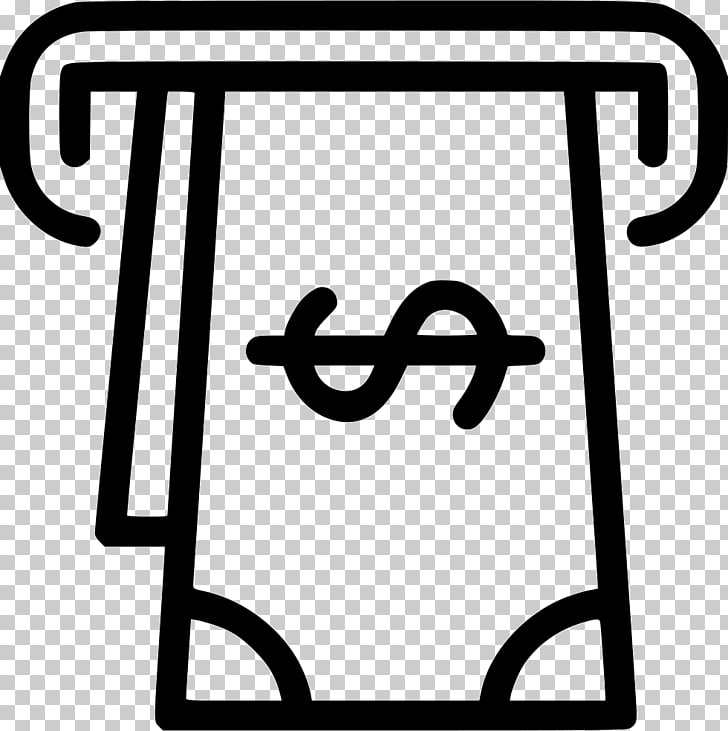 Black and white line art icon of a towel with a dollar sign on it, symbolizing money or financial services related to towels or laundry.