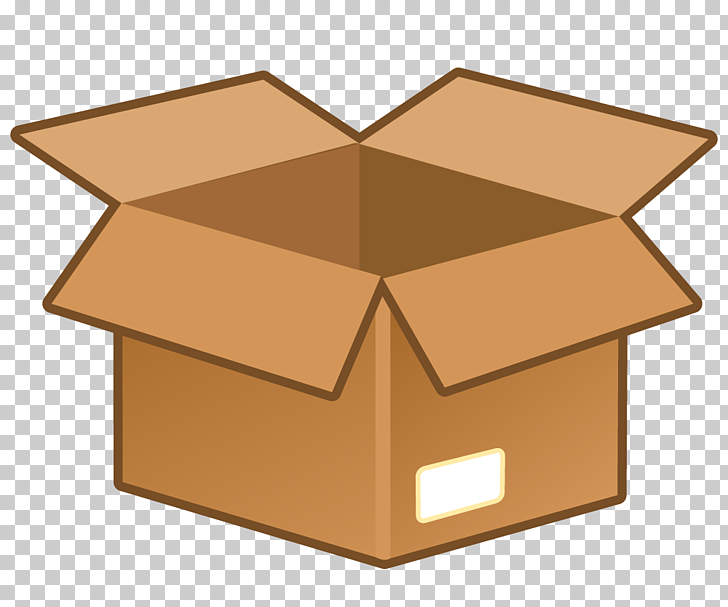 Open cardboard box with flaps up, empty, on transparent background