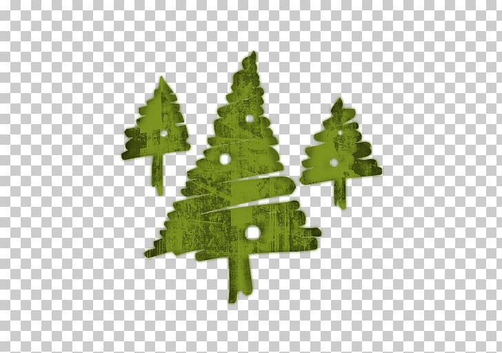 Green stylized Christmas tree icon with textured design on transparent background