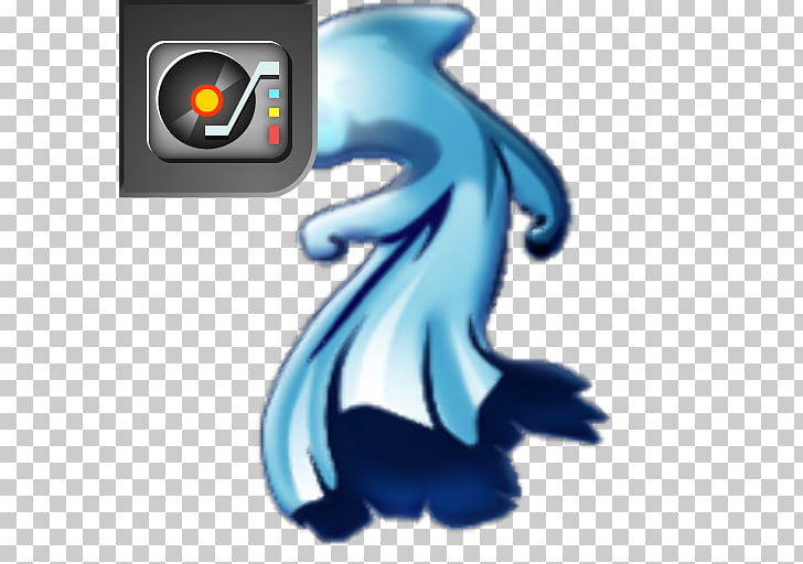 Blue dolphin logo with a music player icon in the top left corner