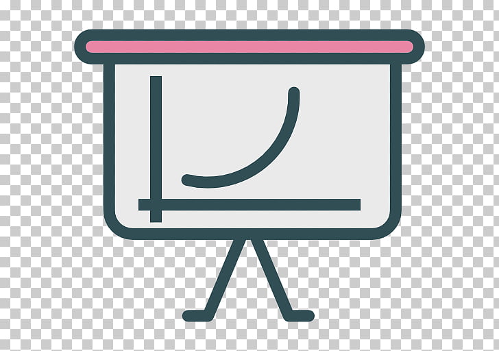 A flat design icon of a whiteboard with a pink top border, displaying a simple graph with a curved line and axes, supported by a stand.