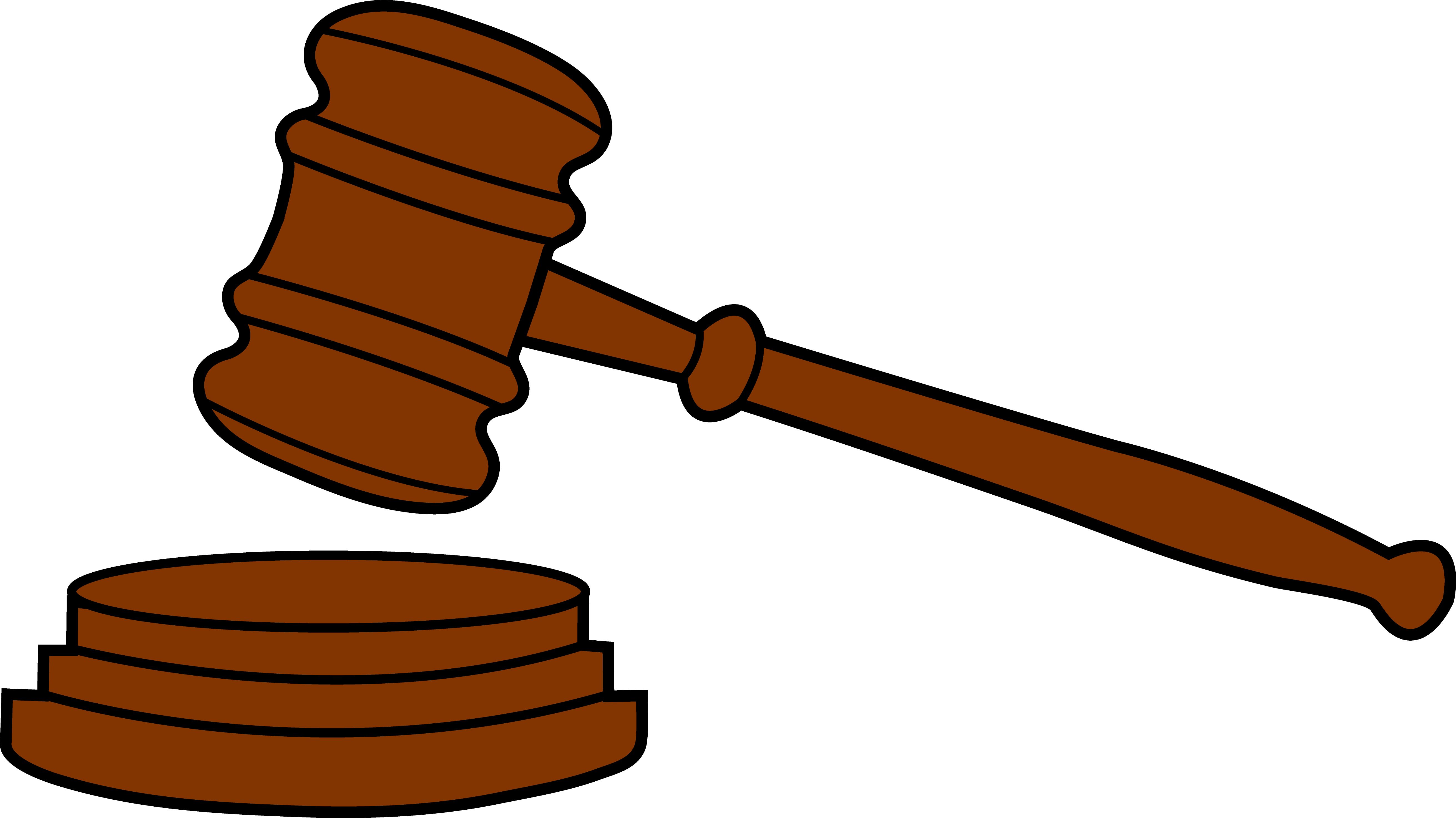 Wooden gavel and sound block on white background