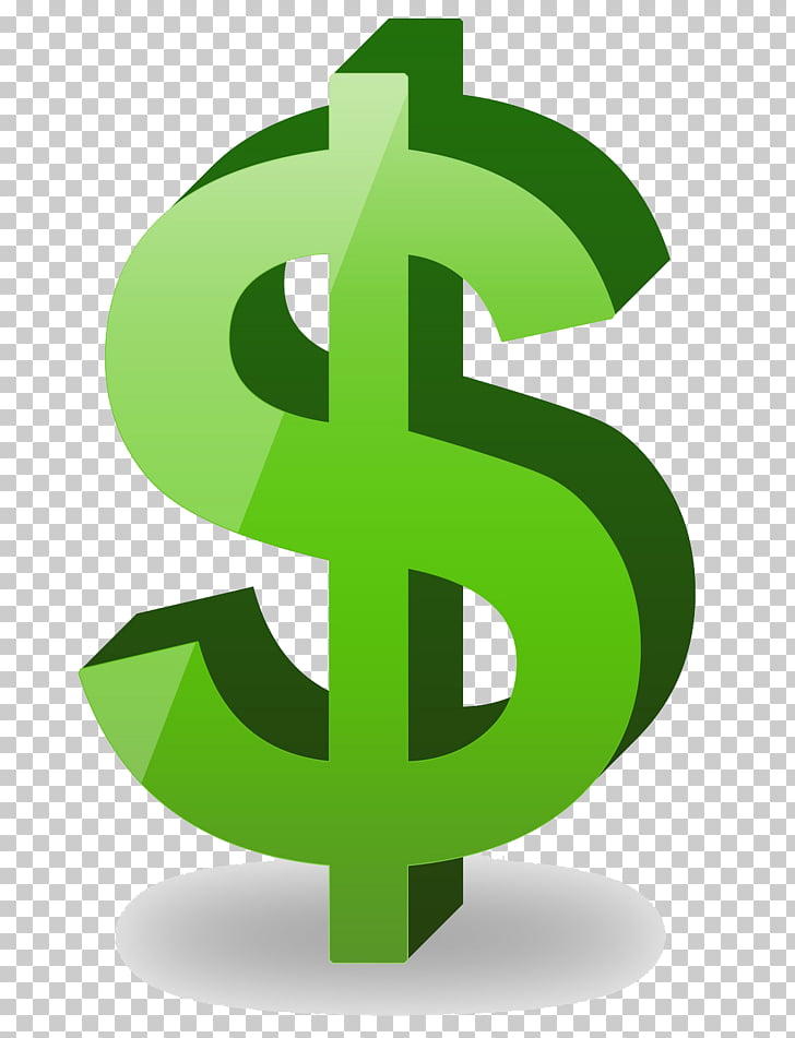Green 3D dollar sign symbol on transparent background