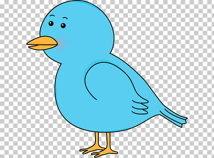 A cartoon blue bird with an orange beak and feet standing on a transparent background.
