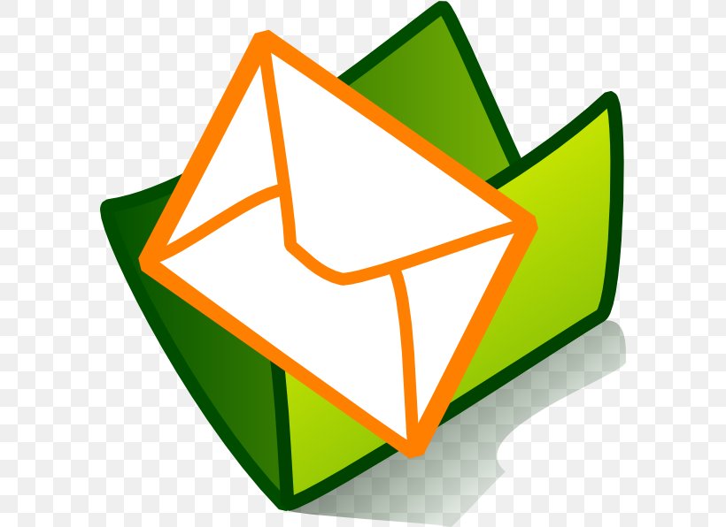 Green envelope icon with orange outline on transparent background