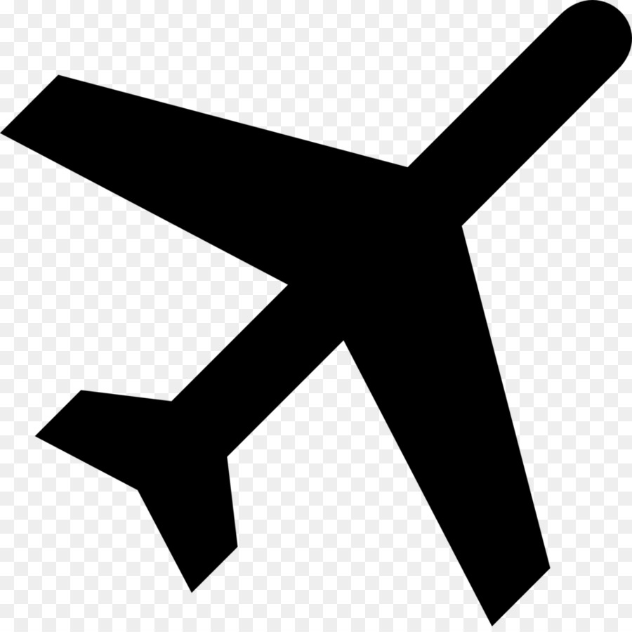 Black silhouette of an airplane on a transparent background