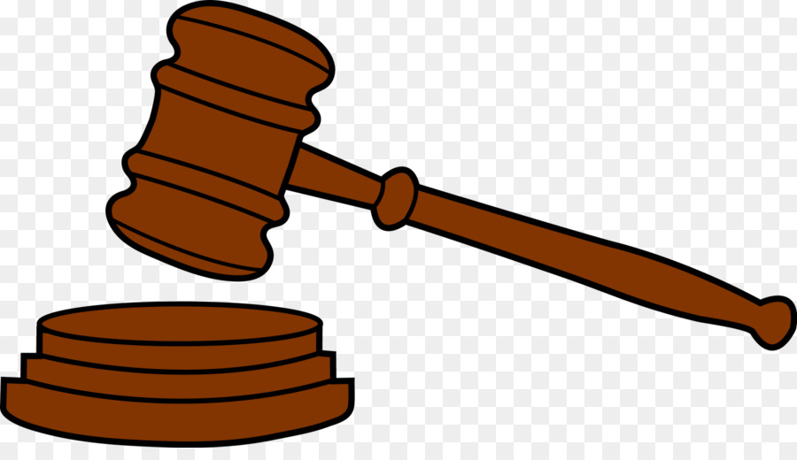 Wooden judge's gavel and sound block on a transparent background