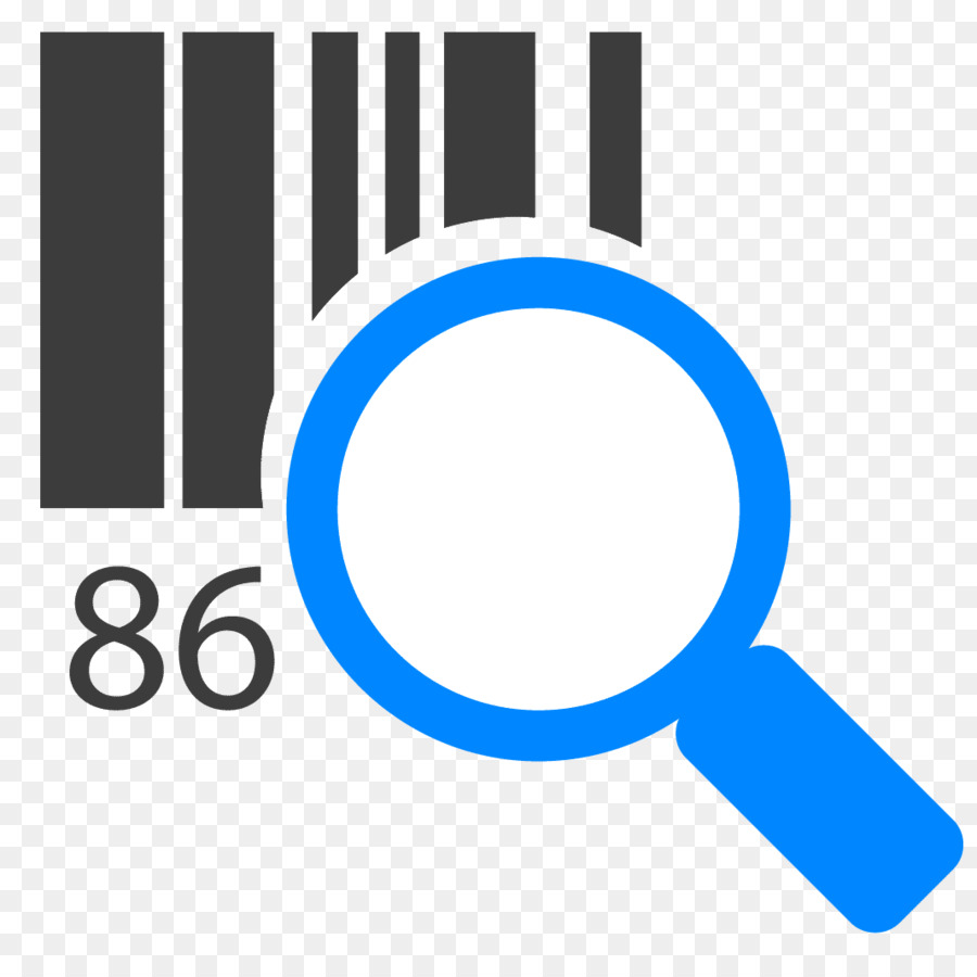 Barcode with magnifying glass and number 86
