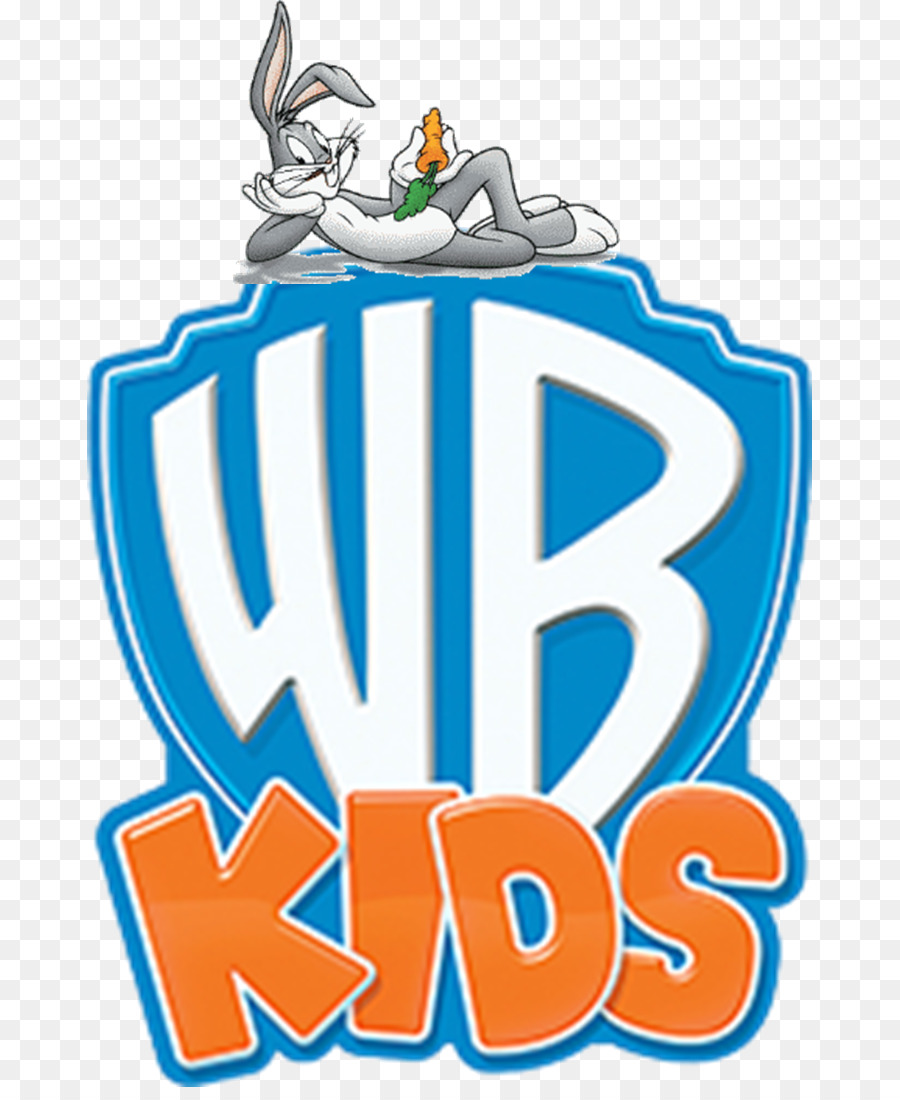 Bugs Bunny sitting atop the Warner Bros. Kids logo, holding a carrot.