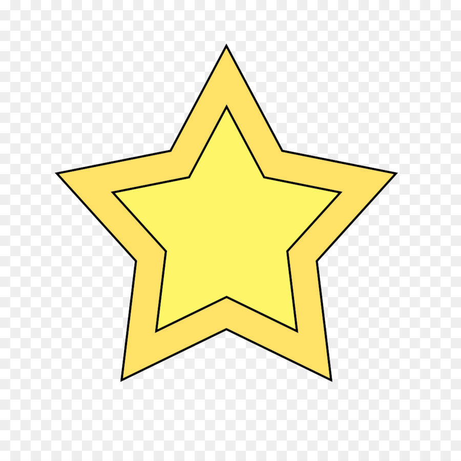 Yellow star with black outline on transparent background