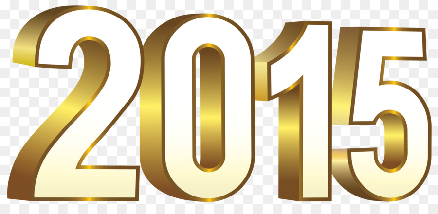 3D golden "2015" text on transparent background