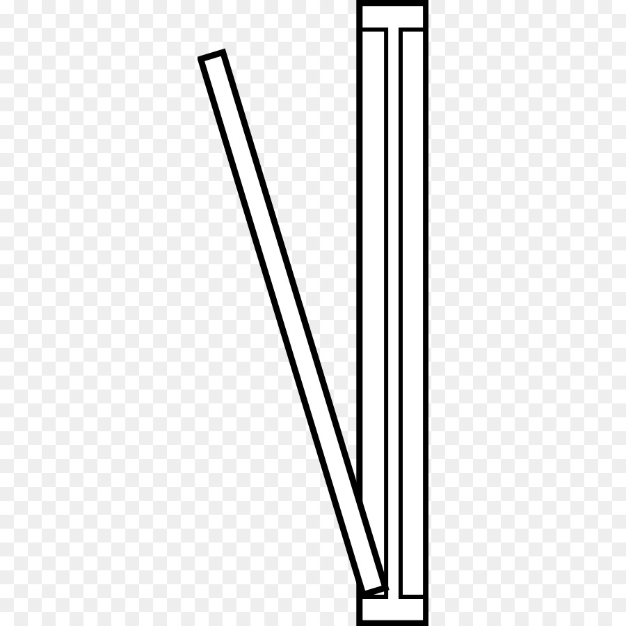 Black and white line drawing of a vertical pole with a diagonal stick leaning against it, set against a transparent checkered background.
