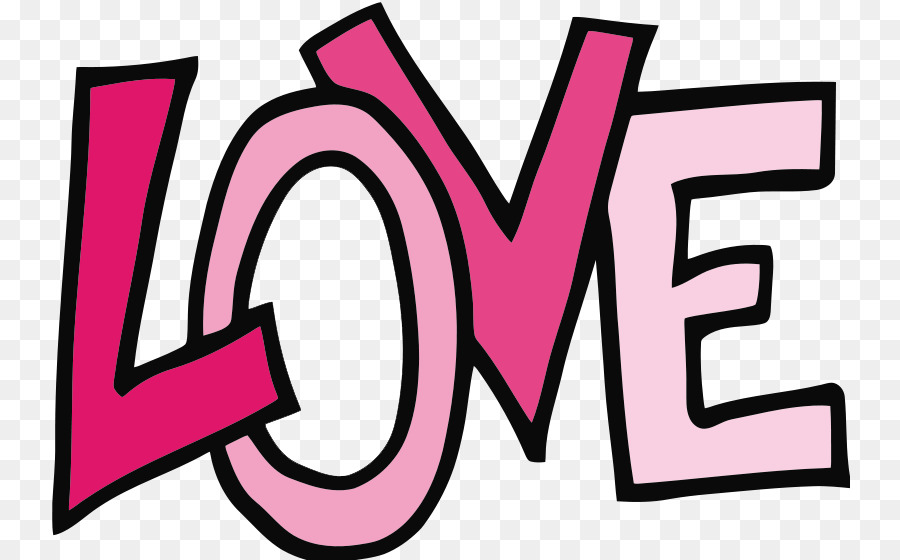 Bold pink and black "LOVE" text in a cartoon style on a transparent background