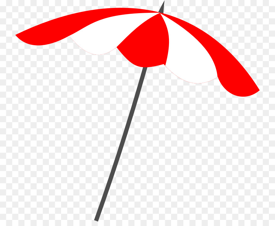Red and white striped beach umbrella on a transparent background