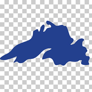 Blue silhouette of a lake on transparent background