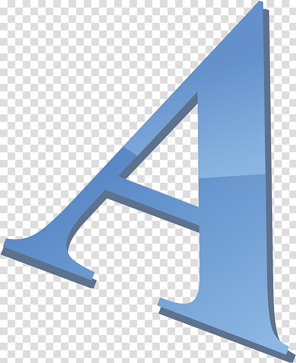 Blue 3D letter A on transparent background