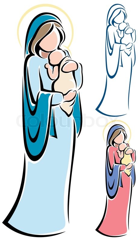 mary and baby jesus clipart
