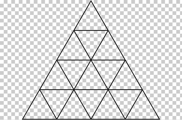 A geometric triangle divided into smaller equilateral triangles, forming a triangular grid pattern.