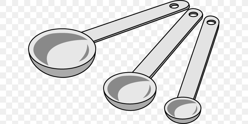 Three measuring spoons of different sizes arranged diagonally on a transparent background.