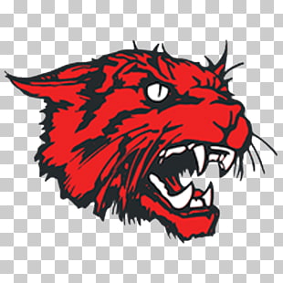 Red wildcat head logo with sharp teeth and fierce expression