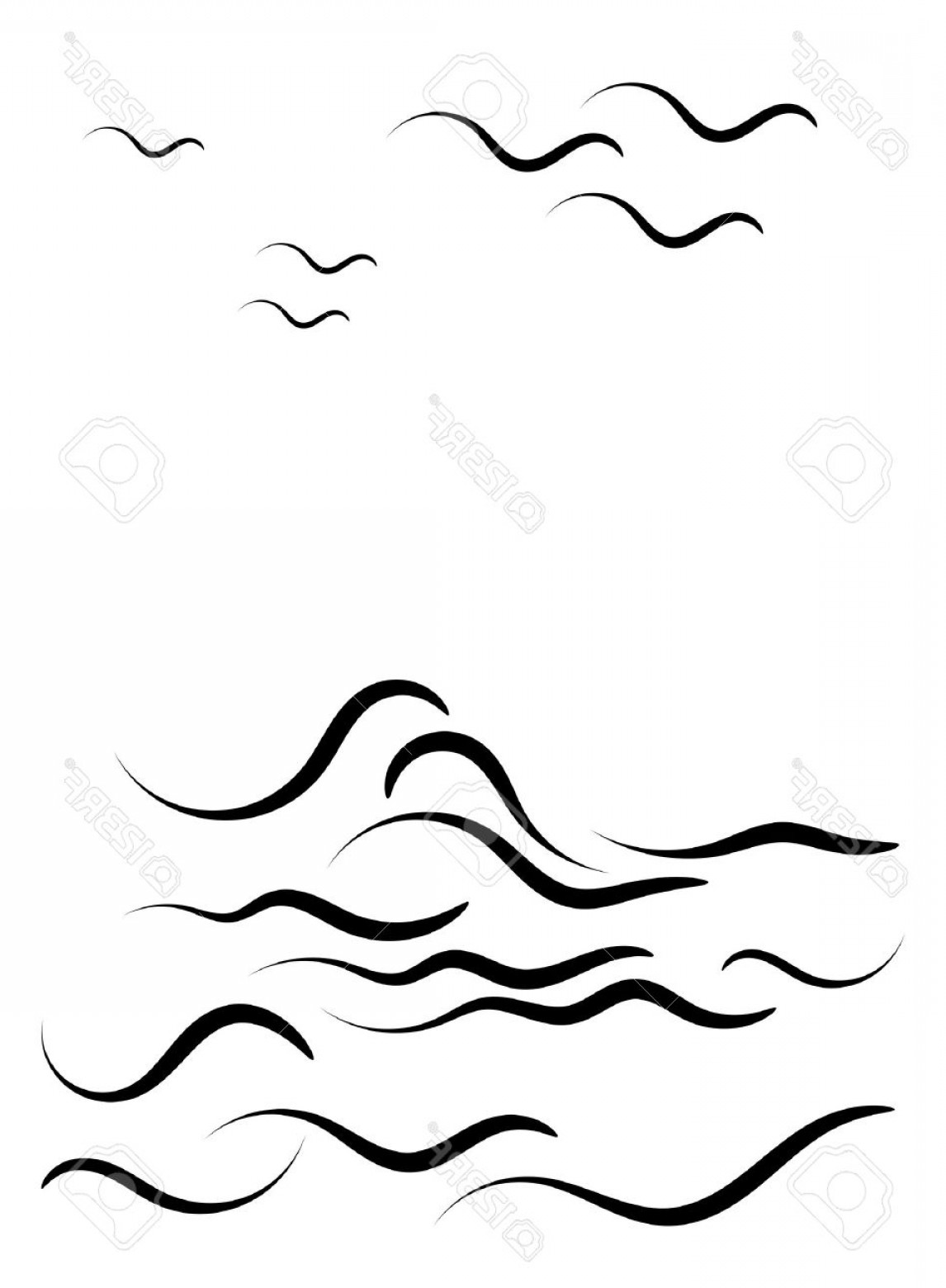 Black And White Clip Art Ocean Waves