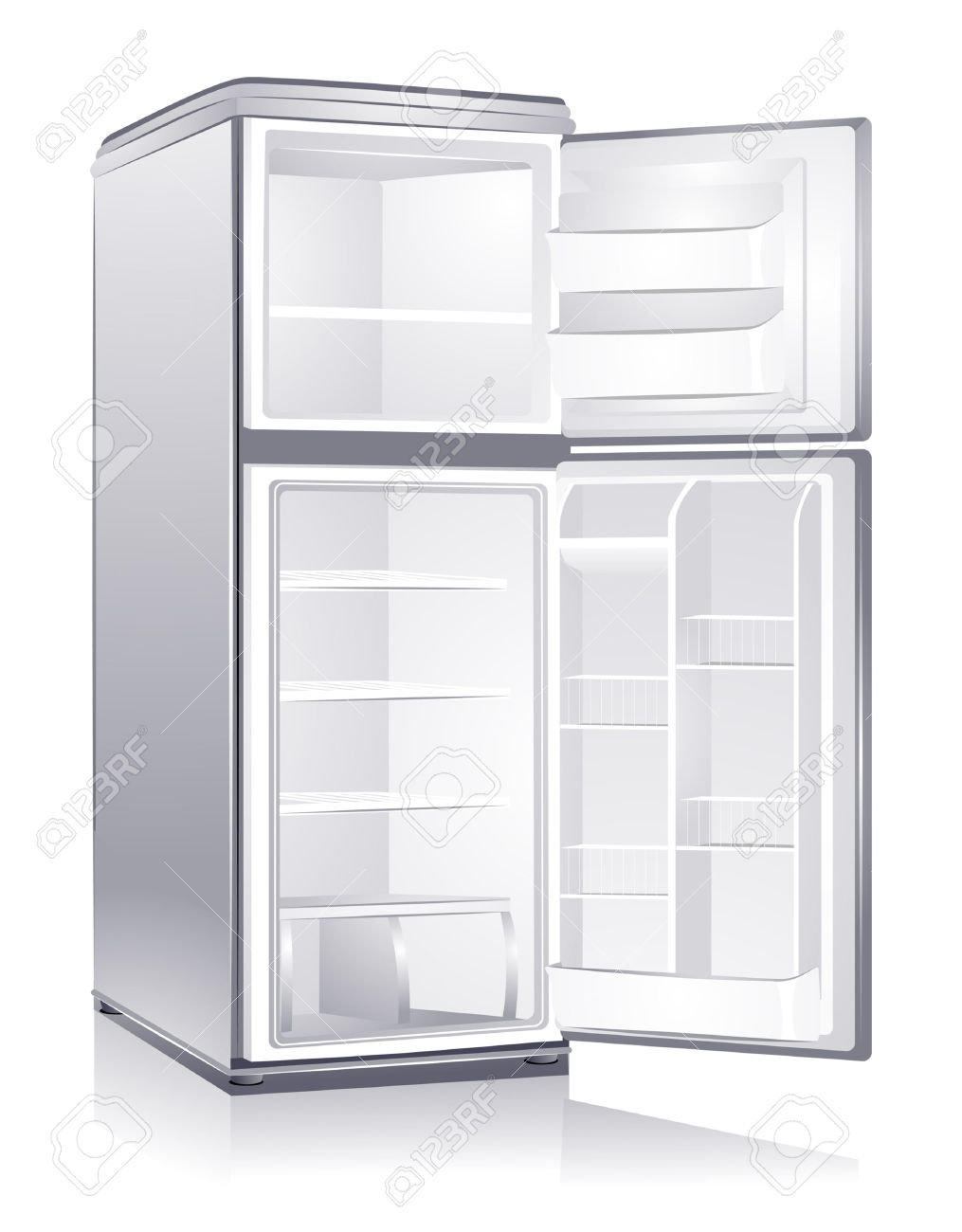 empty fridge and freezer - Clip Art Library