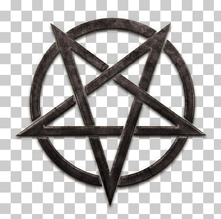 Black pentagram symbol with a circle, resembling the Sigil of Baphomet, on a transparent background.