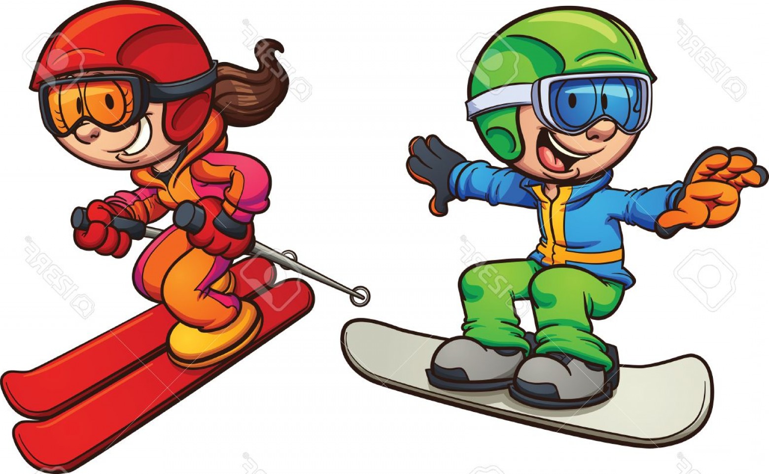 Animated Snowboarding Clipart