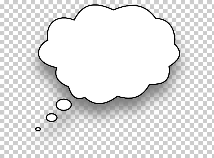 White thought bubble with black outline and shadow on transparent background