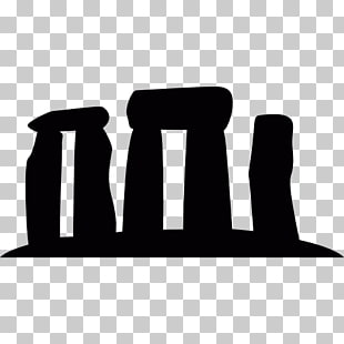 Black silhouette of Stonehenge monument on transparent background