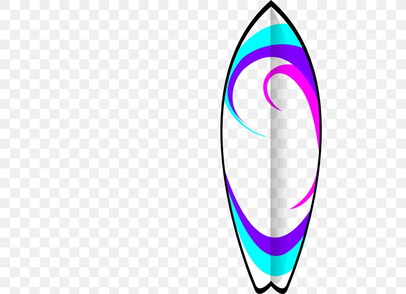 Colorful surfboard with swirling blue, purple, and pink design on a transparent background