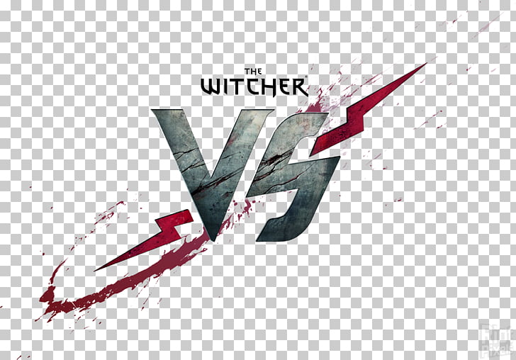 The Witcher VS logo with metallic text and red lightning effects on a transparent background
