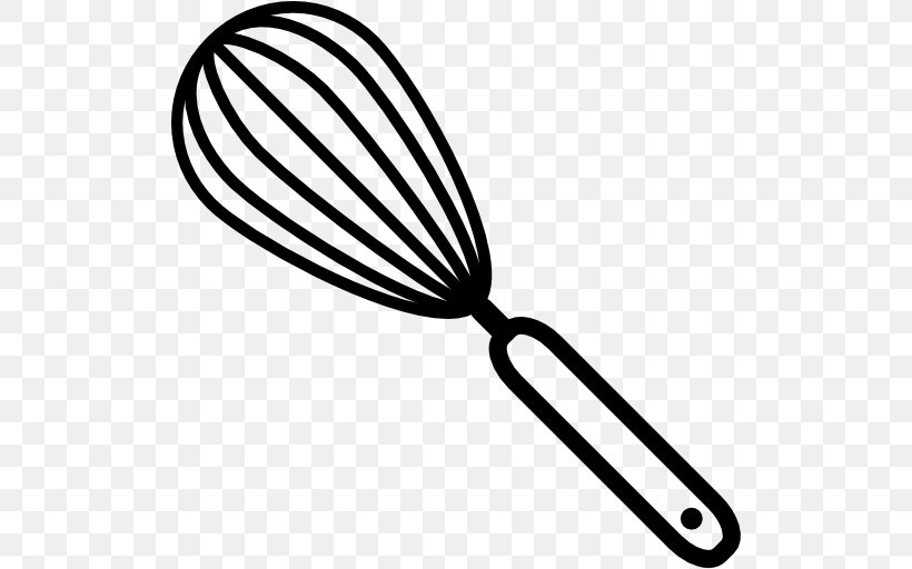 Black and white line drawing of a whisk on a transparent background