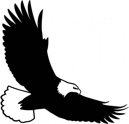 Clipart of a black and white flying bald eagle free 2 