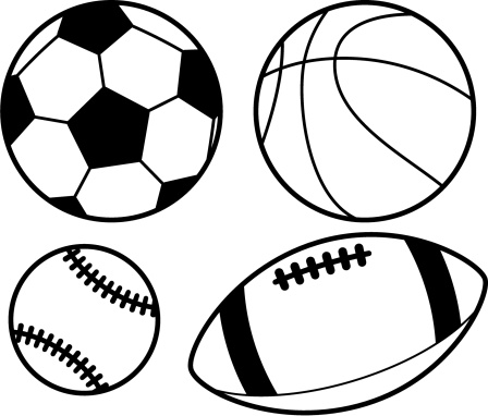 Sports balls clipart black and white
