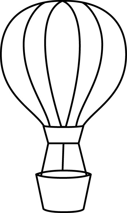 Hot air balloon black and white clip art 