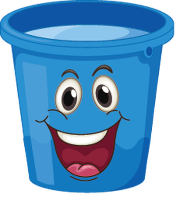 Agonizingly happy bucket. Bucket face. Charlie Bucket PNG.