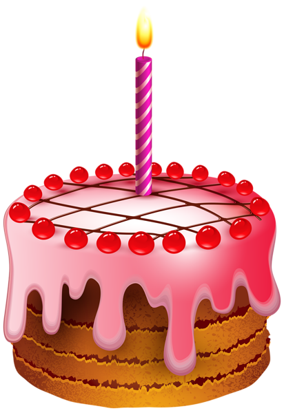 Birthday Cake with Candle Transparent Clip Art