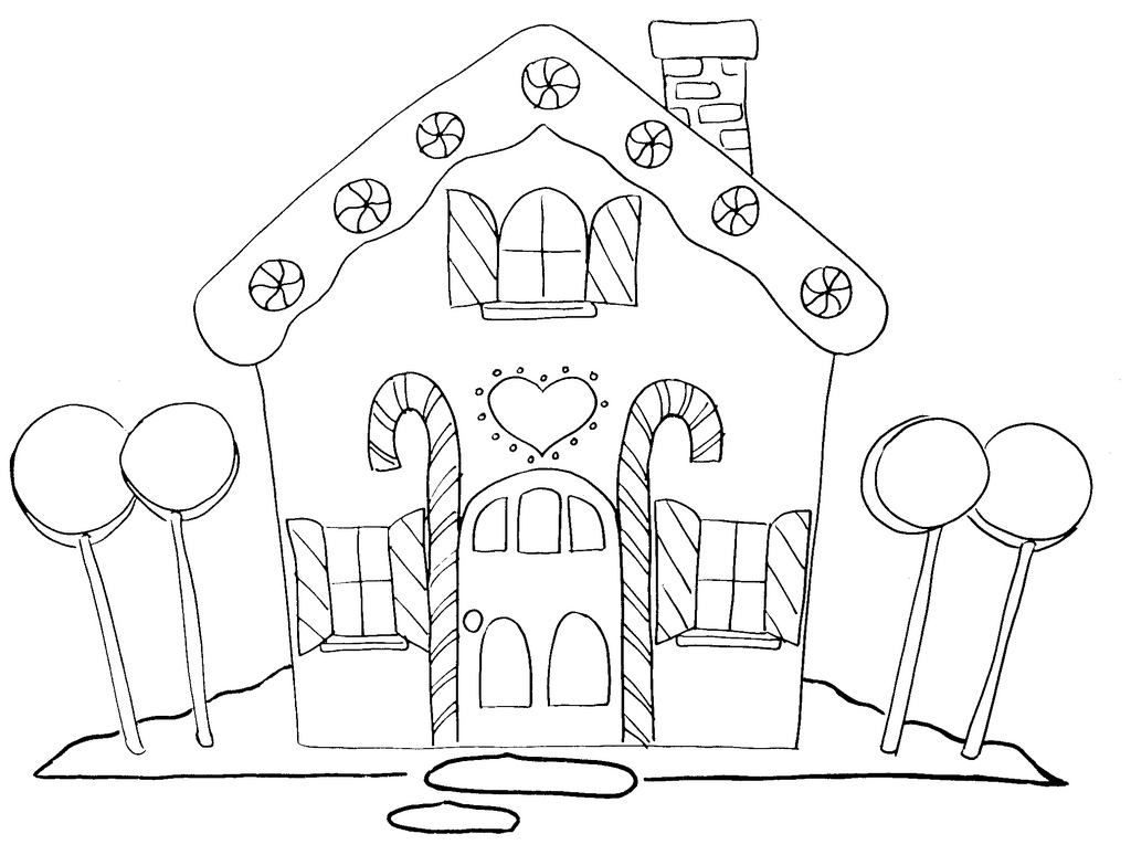 Easy Gingerbread House Coloring Pages Clip Art Library