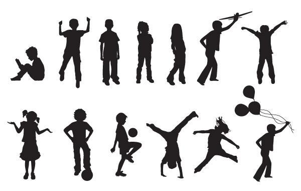 children playing silhouette clip art