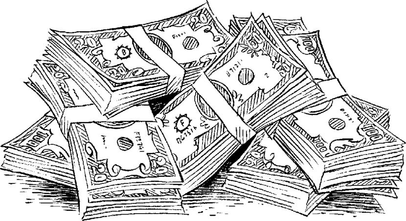 Money black and white clipart